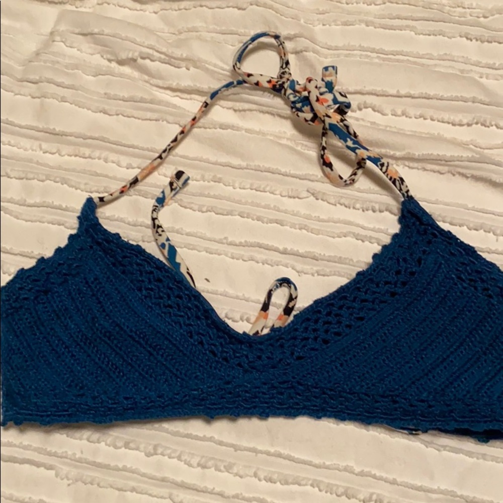 blue crochet swimsuit